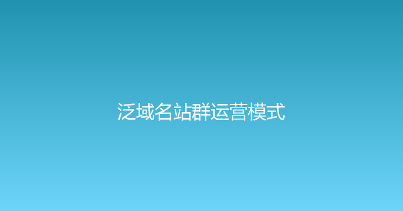 泛域名站群运营模式 封面图