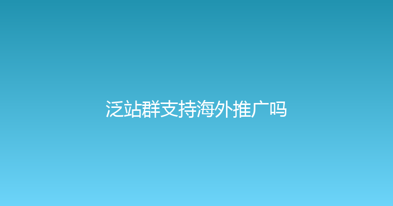 泛站群支持海外推广吗 封面图