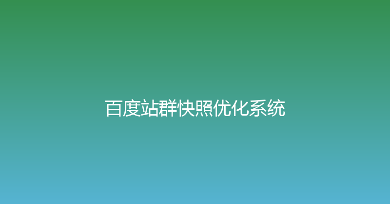 百度站群快照优化系统 封面图