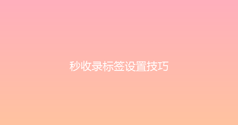 秒收录标签设置技巧 封面图
