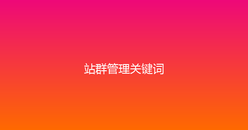 站群管理关键词 封面图