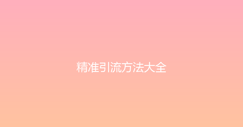 精准引流方法大全 封面图
