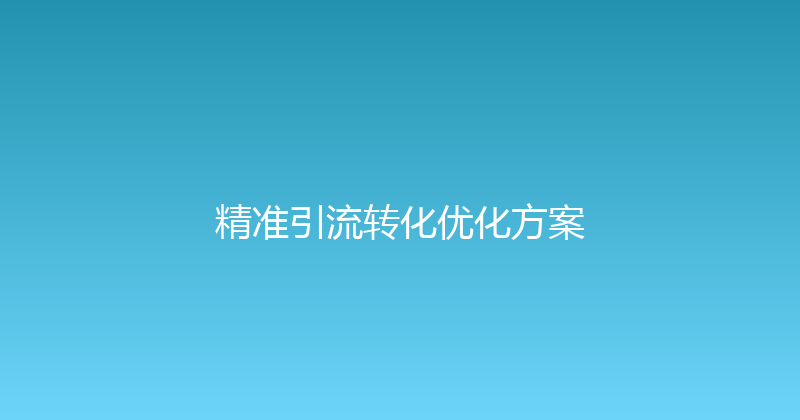 精准引流转化优化方案 封面图